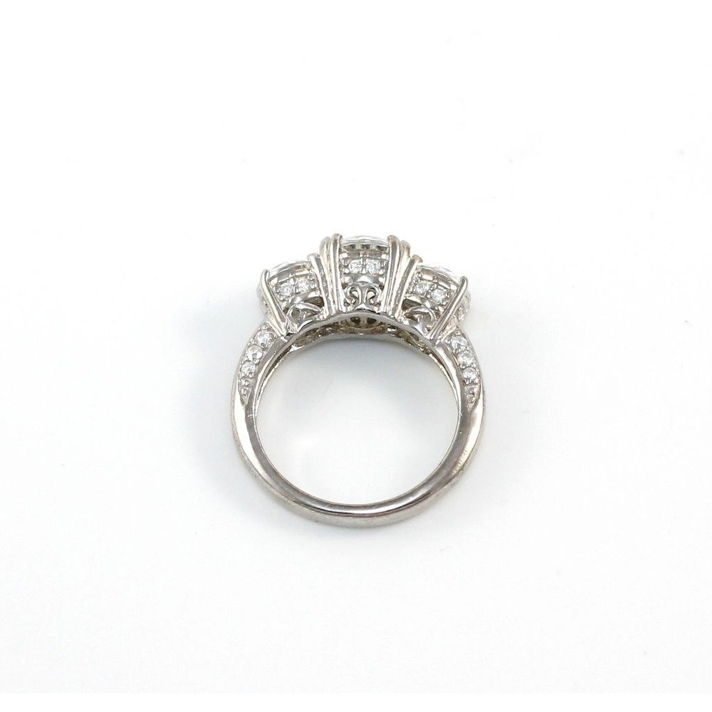 New Solid Sterling Silver Clear Cz Three Stone Ri… - image 6